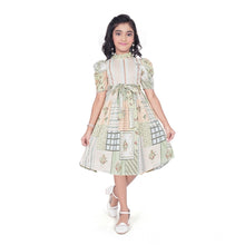 Generic Girl's Digital Knitted Printed Half Sleeve Close Neck Dress (Light Green)