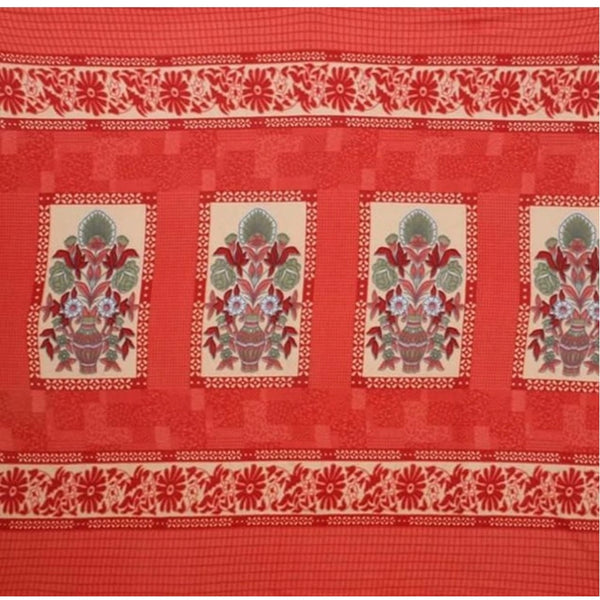 Fleece Floral Printed Double Polar Warm Bedsheet with 2 Pillow Cover (Red)
