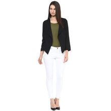 Generic Women's Polyester Solid Long Sleeves Blazer (Black)