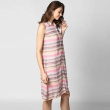 Generic Women's Polyester Striped Sleeveless Dress (Pink)