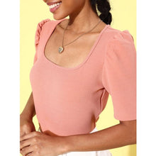 Women's Polyester Lycra Solid Short Sleeve Top (Pink)