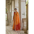 Women's Silk_Blend Ethnic Ikat Pattern Saree With Unstitched Blouse 5.5Mtr (Mustard)