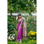 Women's Faux_Tussar Geometric_Print Saree With Unstitched Blouse 5.5Mtr (Purple)
