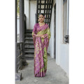 Women's Faux_Tussar Ikat Saree With Unstitched Blouse 5.5Mtr (Green)