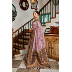 Women's Silk Blend Booti Work Ready to wear Saree With Unstitched Blouse 5.5Mtr (Lavender)