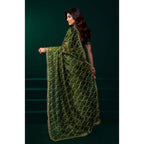 Women's Net Sequence Saree With Unstitched Blouse 5.5Mtr (Light Green)