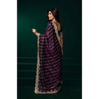 Women's Net Sequence Saree With Unstitched Blouse 5.5Mtr (Wine)