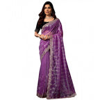 Women's Net Sequence Saree With Unstitched Blouse 5.5Mtr (Lavender)