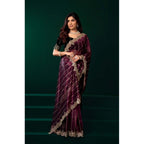 Women's Net Sequence Saree With Unstitched Blouse 5.5Mtr (Maroon)