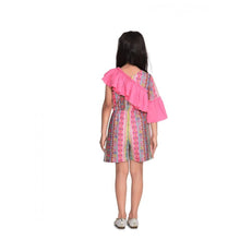 Generic Girl's Cotton & Polyester Printed 3/4th Sleeves Dress (Pink)