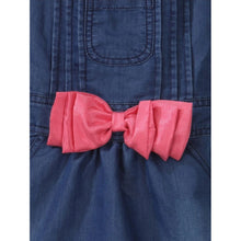 Generic Girl's Denim & Cotton Bow Sleeveless Dungaree (Pink)