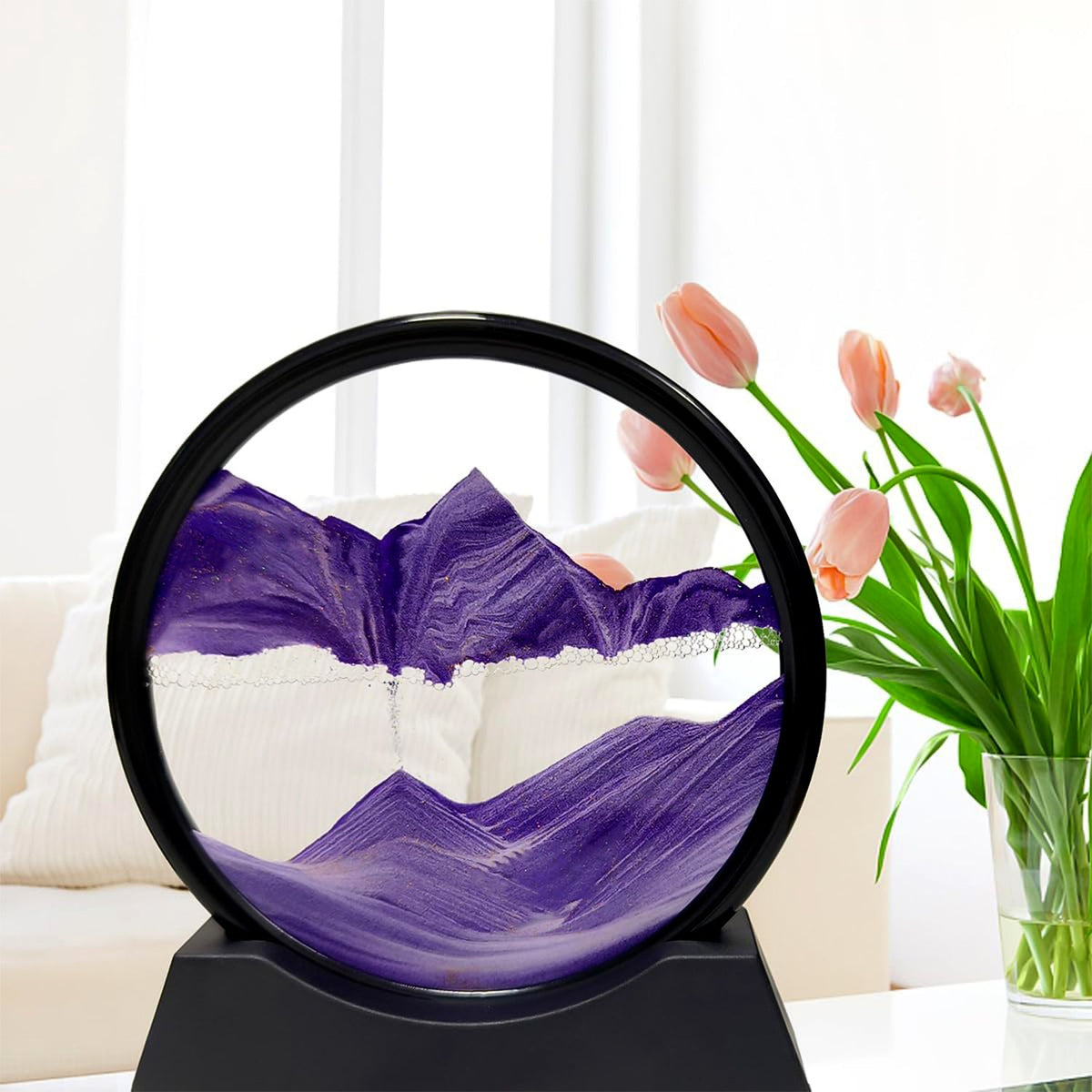 3D Moving Sand Art – Liquid Motion Deep Sea Sandscape with Round Glass Frame (1 Pc)