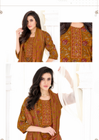 Mustard Floral Printed Kurta Set with Dupatta