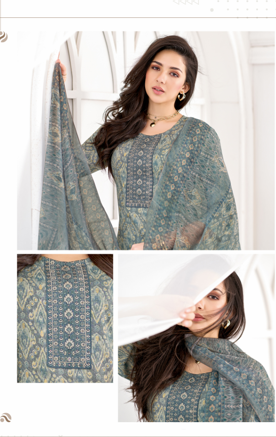 Sage Green Ethnic Printed Kurta Set with Dupatta