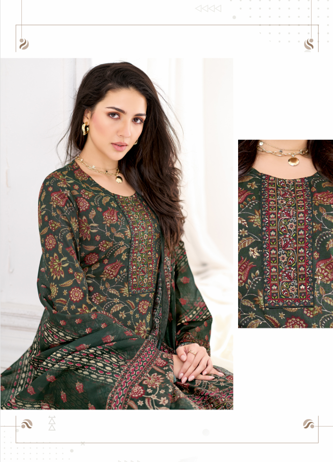 Elegant Forest Green Printed Kurta Set with Dupatta