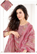 Women Pink Floral Printed Kurta Set with Striped Pants & Dupatta | Ethnic Festive Wear