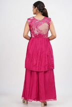 Rani Pink Embroidered Kurta Set with Palazzo & Dupatta
