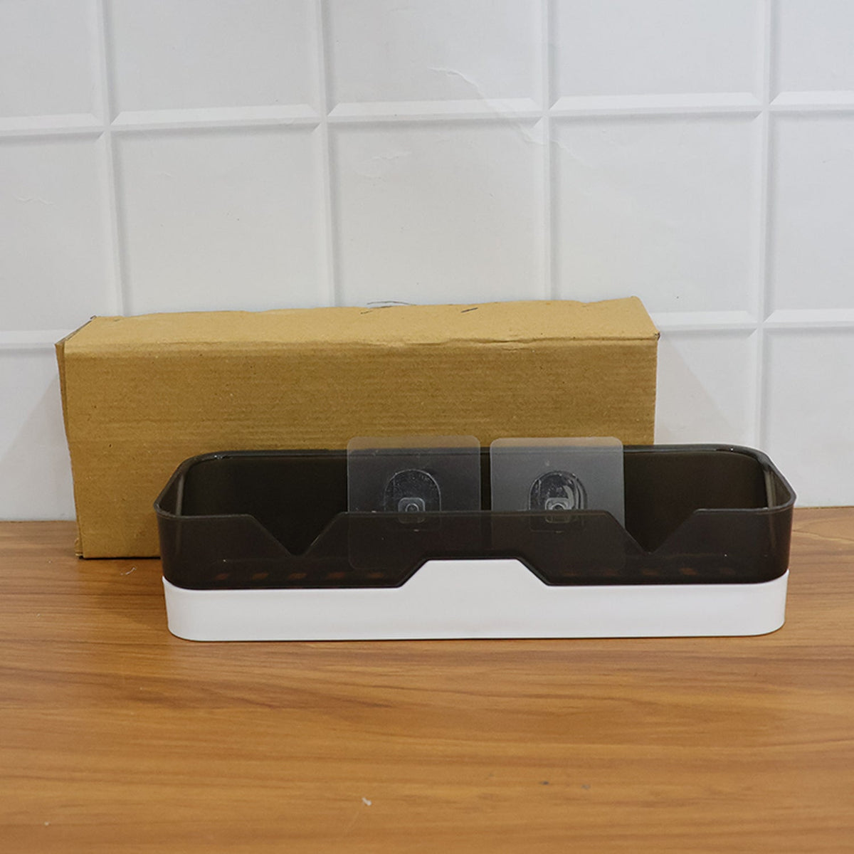 Wall Mounted Self Adhesive Plastic Storage Shelf (1 Pc)