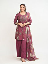 maroon-Embroidery kurta plazzo set