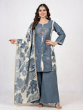 Elegant Blue Printed Kurta Set with Dupatta