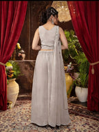 Elegant Mauve Embroidered Fusion Ensemble