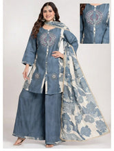 Elegant Blue Printed Kurta Set with Dupatta