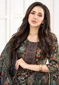 Women Black Floral Printed Kurta Set with Straight Pants & Dupatta | Festive Ethnic Wear