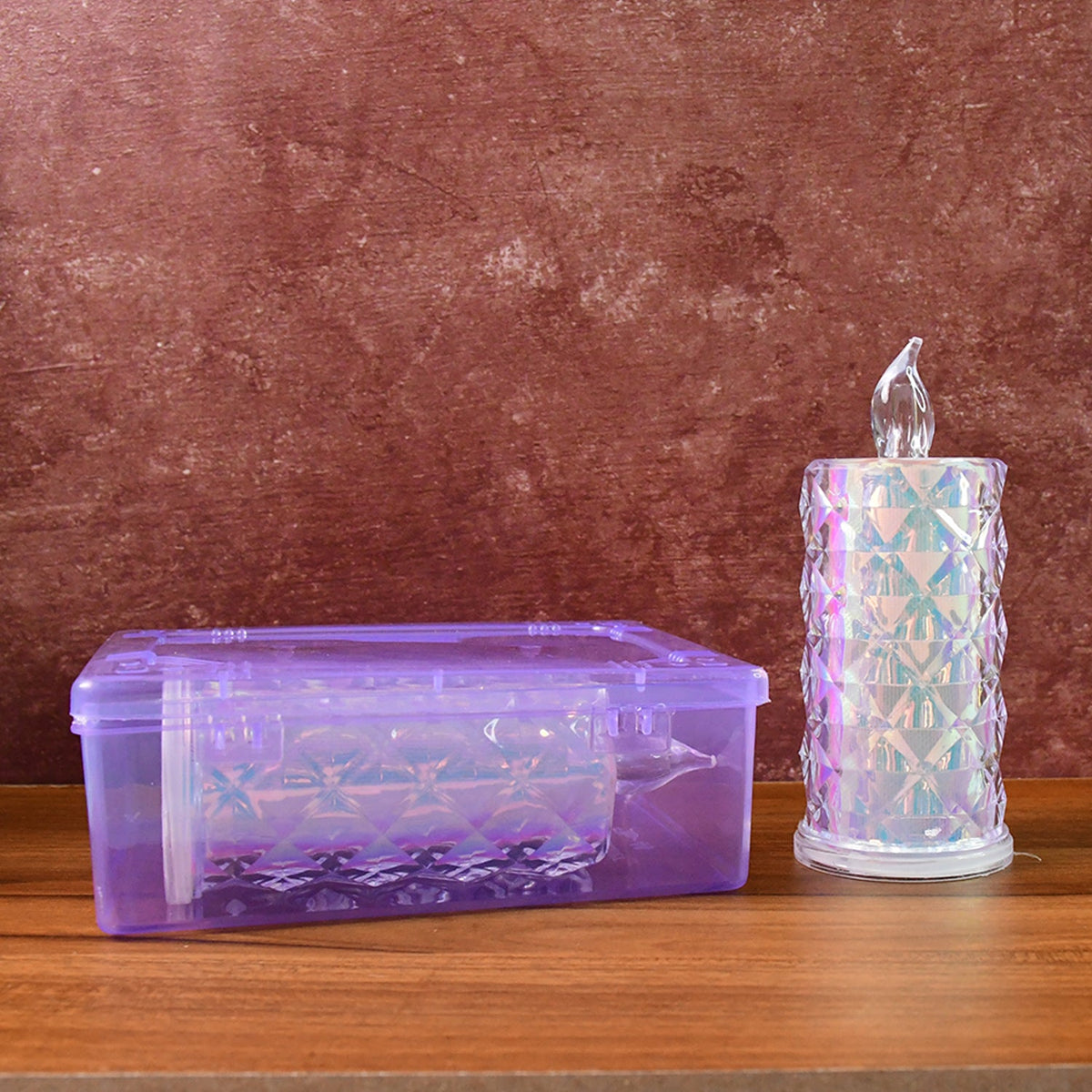 Decorative LED Candle Lights with Holographic Finish (2 Pc / Set)