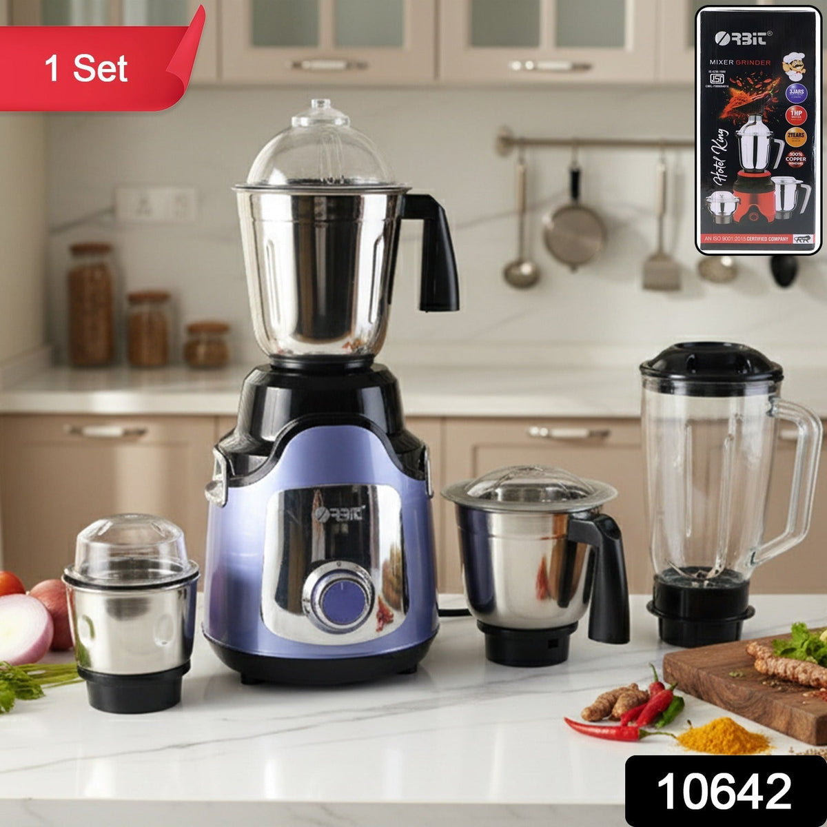 Orbit Heavy Duty 1 hp (746) Watts Mixer Grinder with 4 Multipurpose Jars